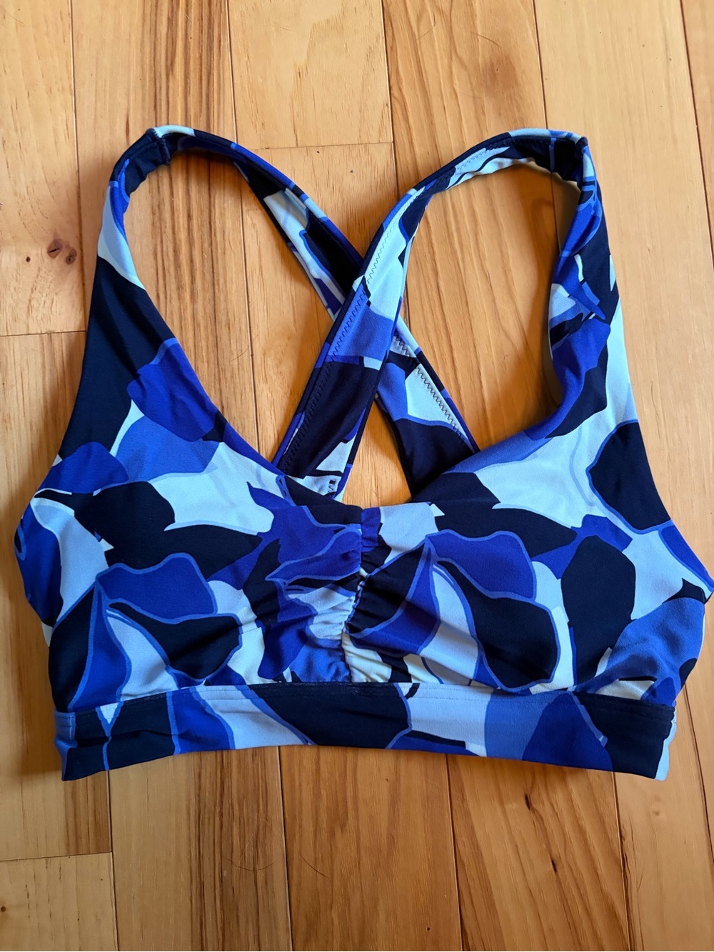 Offline by aerie Blue Abstract Print Crossback Sports Bralette